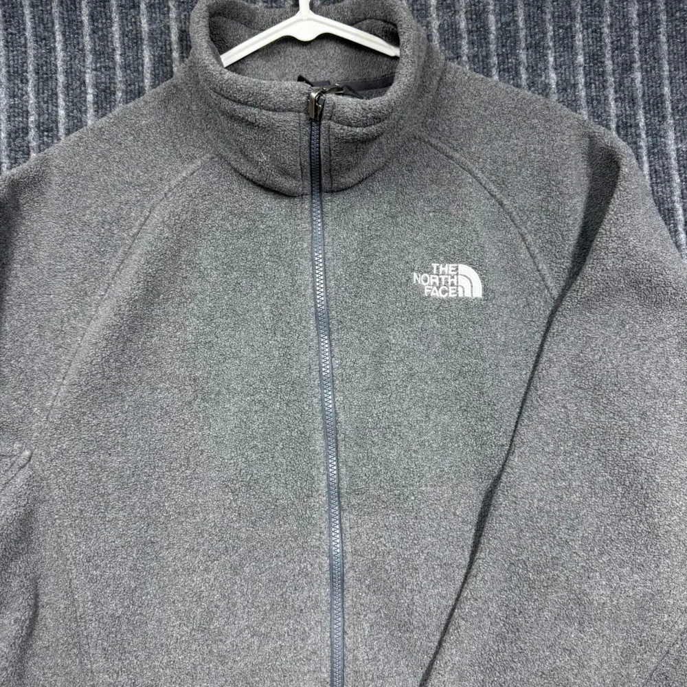 The North Face Fleece Jacket Large Gray Excellent Full Zip Mock Neck (2307)